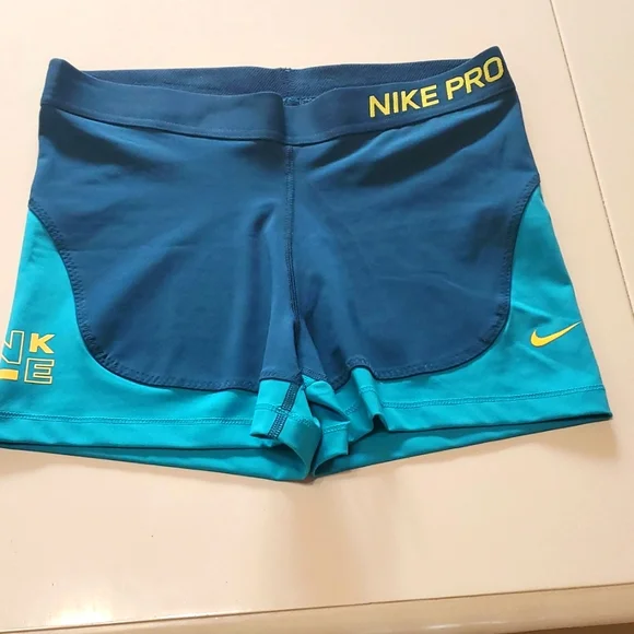 Nike Pro Blue and Teal Athletic Shorts - Picture 1 of 5